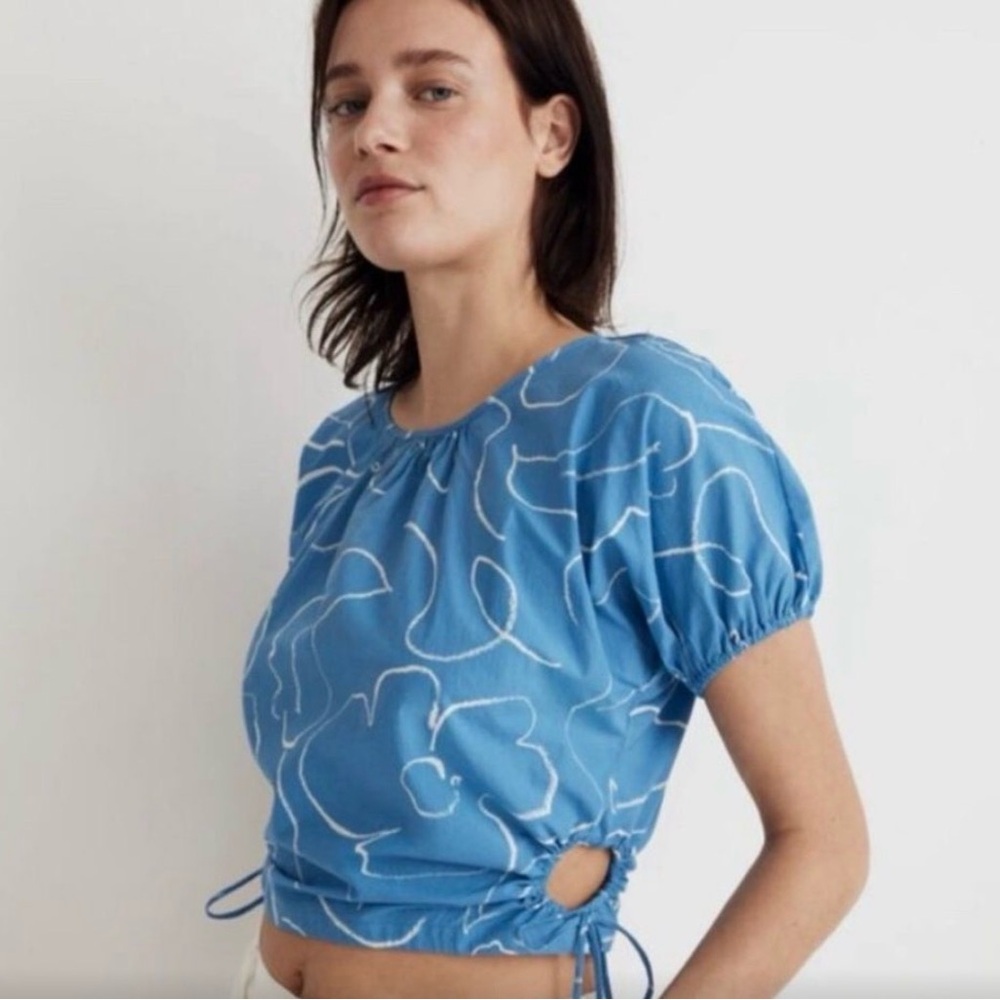 Madewell Blue Floral-Outline Blouse XL